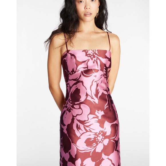 NWT Tanya Taylor Neema Printed Midi Dress in Peony/Brandy Size 4 - Picture 3 of 7